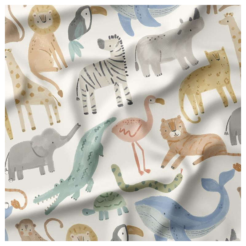Printed Waterproof Fabric JUNZO White / Multicolored